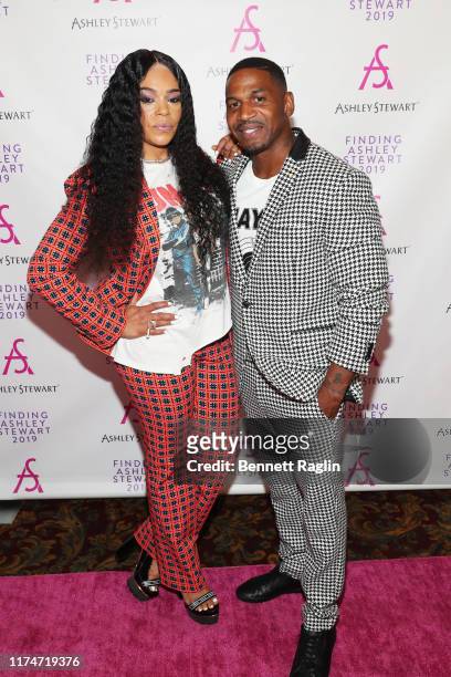Faith Evans and Stevie J attend 2019 Finding Ashley Stewart Finale Event at Kings Theatre on September 14, 2019 in Brooklyn, New York.