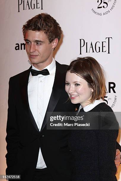 Max Irons and Emily Browning attend the amfAR Inspiration Gala photocall at Pavillon Gabriel on June 23, 2011 in Paris, France.