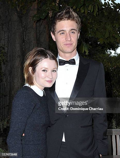 Emily Browning and Max Irons attend the 25th amfAR Inspiration Gala at Pavillon Gabriel on June 23, 2011 in Paris, France.
