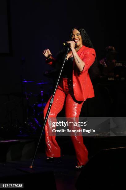 Faith Evans performs onstage at 2019 Finding Ashley Stewart Finale Event at Kings Theatre on September 14, 2019 in Brooklyn, New York.