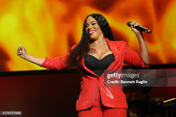 Faith Evans performs onstage at 2019 Finding Ashley Stewart Finale Event at Kings Theatre on September 14, 2019 in Brooklyn, New York.