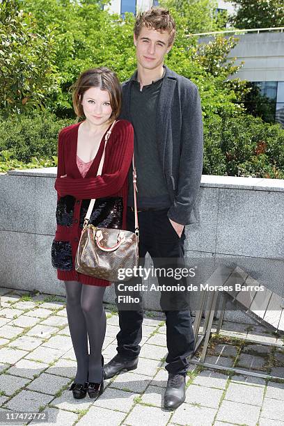 Emily Browning and Max Irons attend the Louis Vuitton Menswear Spring/Summer 2012 show as part of Paris Fashion Week at Parc Andre Citroen on June...