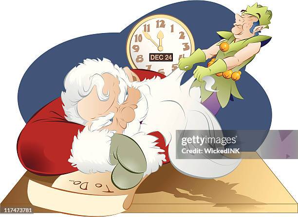 illustrations, cliparts, dessins animés et icônes de elfe tirant santa s barbe - christmas angry