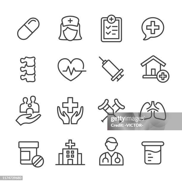 medizinische ikonen - linienserie - physical therapy stock-grafiken, -clipart, -cartoons und -symbole