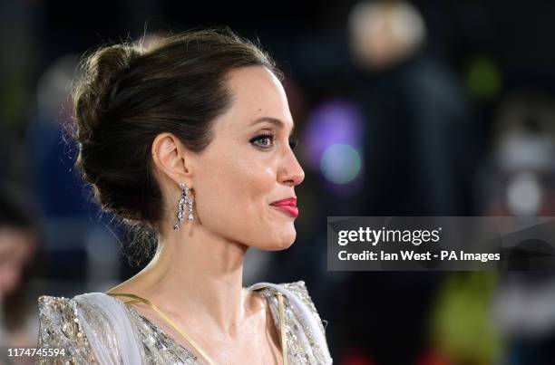 Angelina Jolie attending the Maleficent: Mistress of Evil European Premiere held at Imax Waterloo in London. Picture date: Wednesday October 9, 2019....