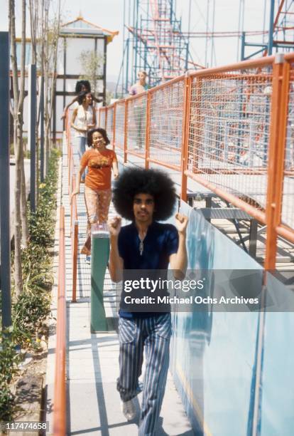 Ricky Sylvers with sisters Olympia and Charmaine Sylvers of the R and B group The Sylvers at Magic Mountain on June 22, 1973 in Valencia, California.