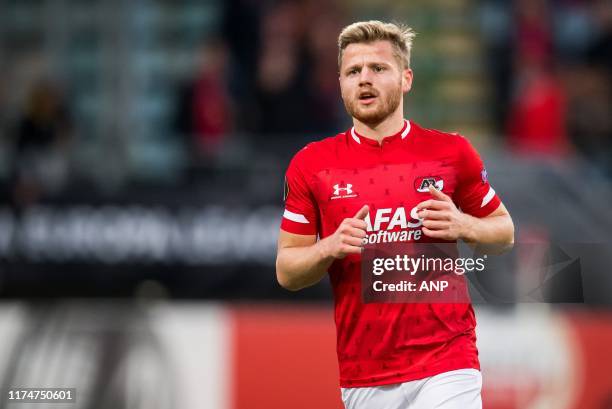 Frederik Midtsjo of AZ during the UEFA Europa League group L match between AZ Alkmaar and Manchester United at Cars Jeans stadium on October 03, 2019...