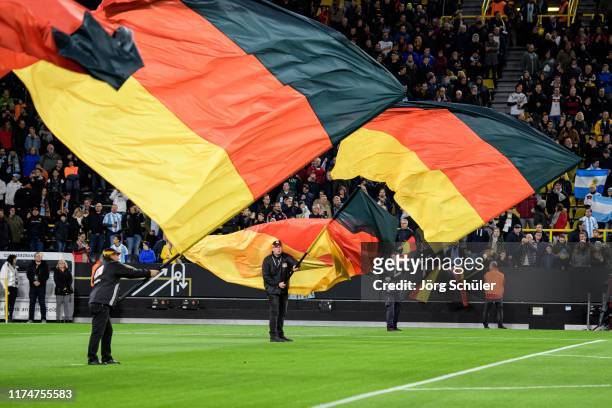 Flag-Waver are seen during the International Friendly between Germany and Argentina at Signal Iduna Park on October 9, 2019 in Dortmund, Germany.