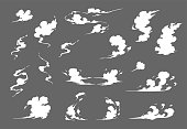 Smoke illustration set  for special effects template. Steam clouds, mist, fume, fog, dust, or  vapor