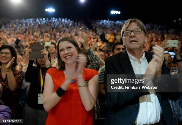 Liberal Democrat leader Jo Swinson with European Parliament's Brexit co-ordinator Guy Verhofstadt at the Liberal Democrat Party Conference at the...