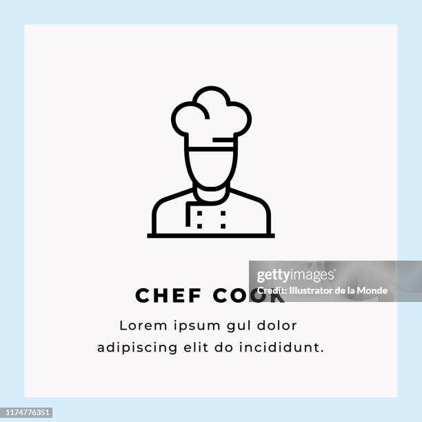 ilustraciones, imágenes clip art, dibujos animados e iconos de stock de ilustración de stock de chef line icon - cook