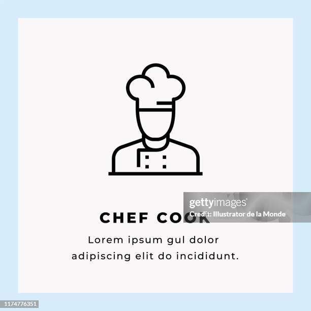 stockillustraties, clipart, cartoons en iconen met chef-kok lijn pictogram voorraad illustratie - koksmuts