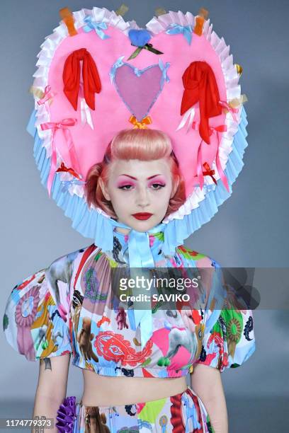 Lilyella Zender walks the runway at the Pam Hogg Ready to Wear Spring/Summer 2020 fashion show during London Fashion Week September 2019 at Victoria...