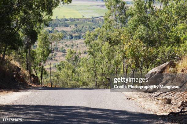 caution dropoff - hill looking down stock pictures, royalty-free photos & images