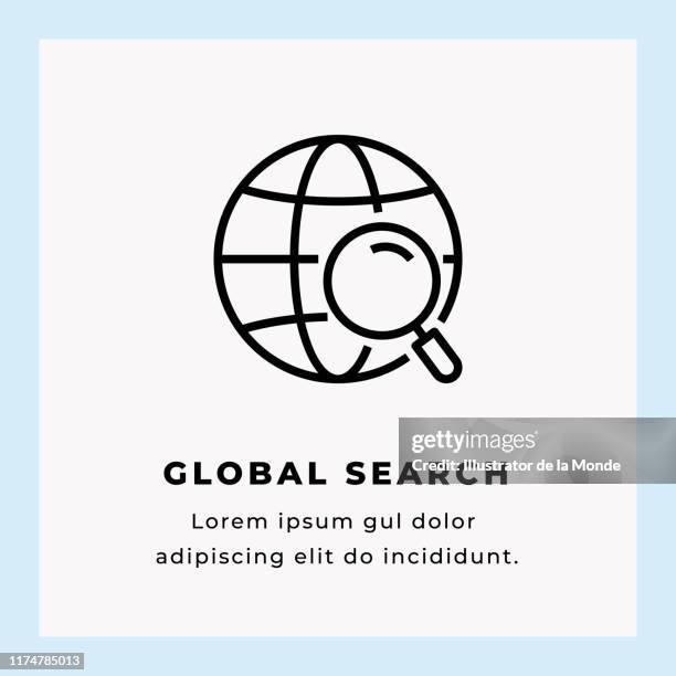 illustrations, cliparts, dessins animés et icônes de global search single line icon illustration stock - physical geography stock