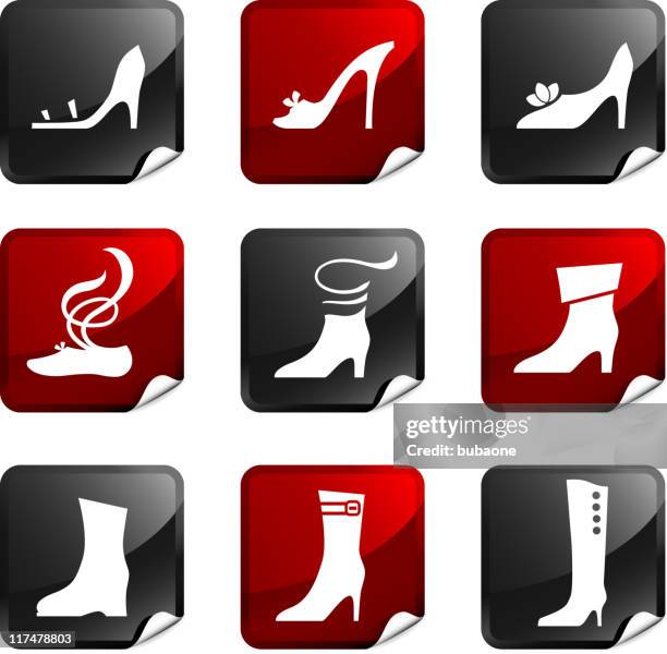 ilustraciones, imágenes clip art, dibujos animados e iconos de stock de zapatos de moda y nueve conjunto de iconos vectoriales sin royalties - zapato de plataforma