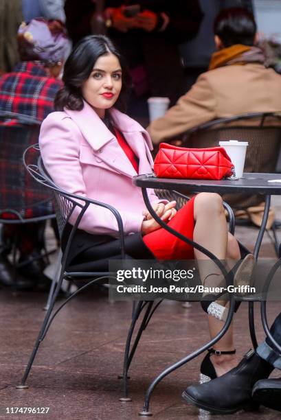 Lucy Hale is seen on October 09, 2019 in New York City.