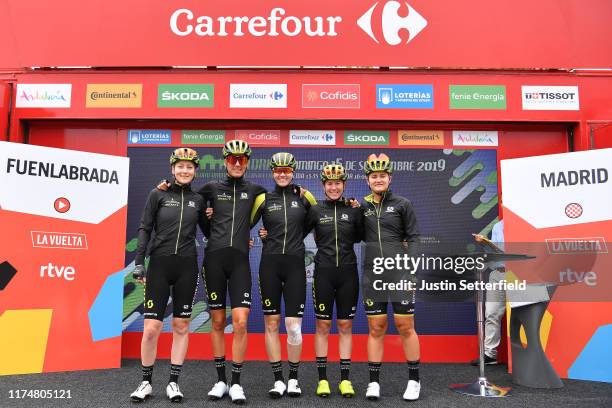 Start / Gracie Elvin of Australia and Team Mitchelton Scott / Jessica Allen of Australia and Team Mitchelton Scott / Sarah Roy of Australia and Team...