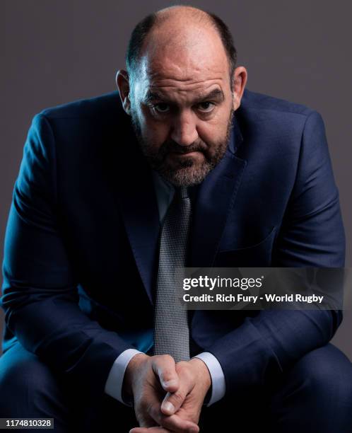 Mario Ledesma, Head Coach of Argentina poses for a portrait during the Argentina Rugby World Cup 2019 squad photo call on September 13, 2019 in...