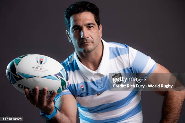 Juan Manuel Leguizamon of Argentina poses for a portrait during the Argentina Rugby World Cup 2019 squad photo call on September 13, 2019 in Hirono,...