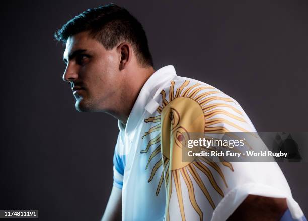 Pablo Matera of Argentina poses for a portrait during the Argentina Rugby World Cup 2019 squad photo call on September 13, 2019 in Hirono, Fukushima,...