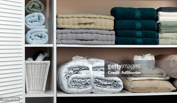linen closet - bedding stock pictures, royalty-free photos & images