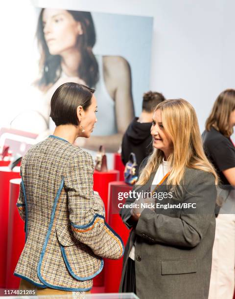 Fashion designer Anya Hindmarch attends her presentation during London Fashion Week September 2019 at Brewer Street Car Park on September 15, 2019 in...