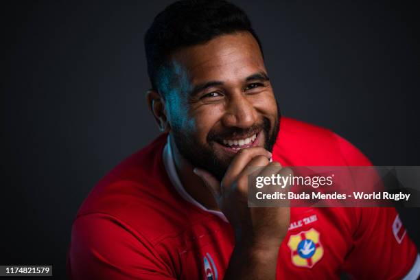 Cooper Vuna of Tonga poses for a portrait during the Tonga Rugby World Cup 2019 squad photo call on September 13, 2019 in Kumagaya, Saitama, Japan.