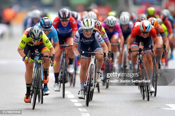 Sprint / Arrival / Chloe Hosking of Australia and Team Ale Cipollini / Letizia Paternoster of Italy and Trek- Segafredo / Roxane Fournier of France...