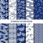 Set of ten oriental patterns vector.