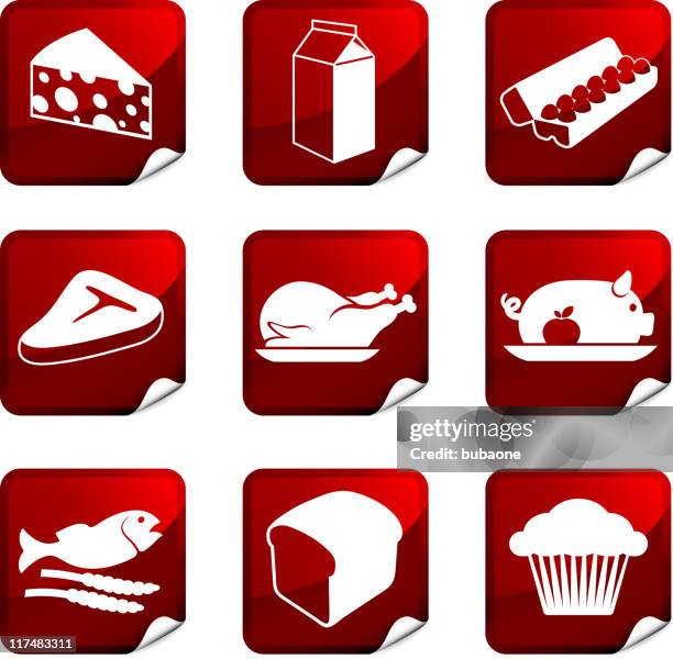 food nine royalty free vector icon set - egg muffins stock illustrations