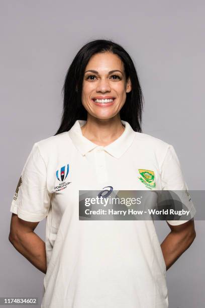 Rene Naylor of South Africa backroom staff poses for a portrait during the South Africa Rugby World Cup 2019 squad photo call on September 15, 2019...