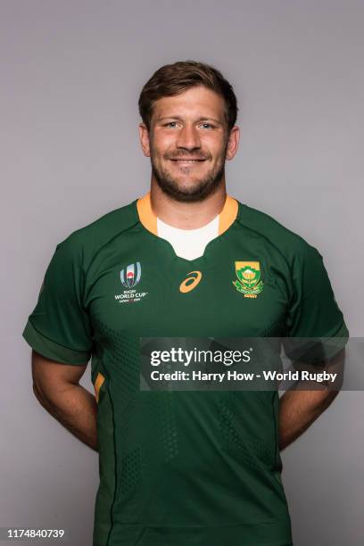 Frans Steyn of South Africa poses for a portrait during the South Africa Rugby World Cup 2019 squad photo call on September 15, 2019 in Tokyo, Japan.