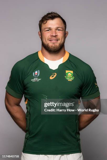 Duane Vermeulen of South Africa poses for a portrait during the South Africa Rugby World Cup 2019 squad photo call on September 15, 2019 in Tokyo,...