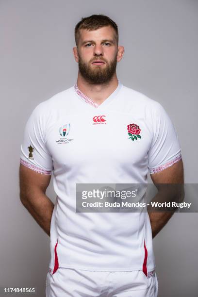 George Kruis of England poses for a portrait during the England Rugby World Cup 2019 squad photo call on September 15, 2019 in Miyazaki, Japan.