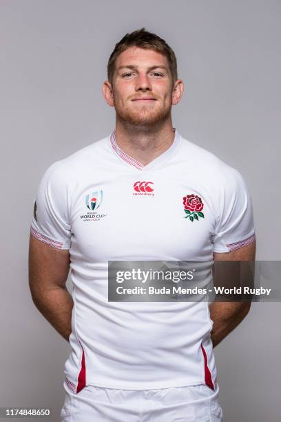 Ruaridh McConnochie of England poses for a portrait during the England Rugby World Cup 2019 squad photo call on September 15, 2019 in Miyazaki, Japan.