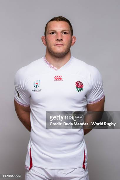Sam Underhill of England poses for a portrait during the England Rugby World Cup 2019 squad photo call on September 15, 2019 in Miyazaki, Japan.