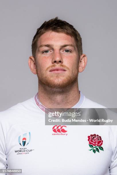 Ruaridh McConnochie of England poses for a portrait during the England Rugby World Cup 2019 squad photo call on September 15, 2019 in Miyazaki, Japan.