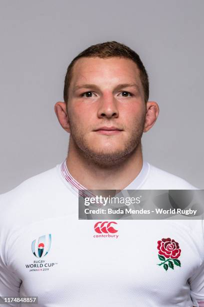 Sam Underhill of England poses for a portrait during the England Rugby World Cup 2019 squad photo call on September 15, 2019 in Miyazaki, Japan.