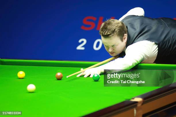 Shaun Murphy of England plays a shot in the final match against Ronnie O'Sullivan of England on day 7 of World Snooker Shanghai Masters 2019 at Regal...