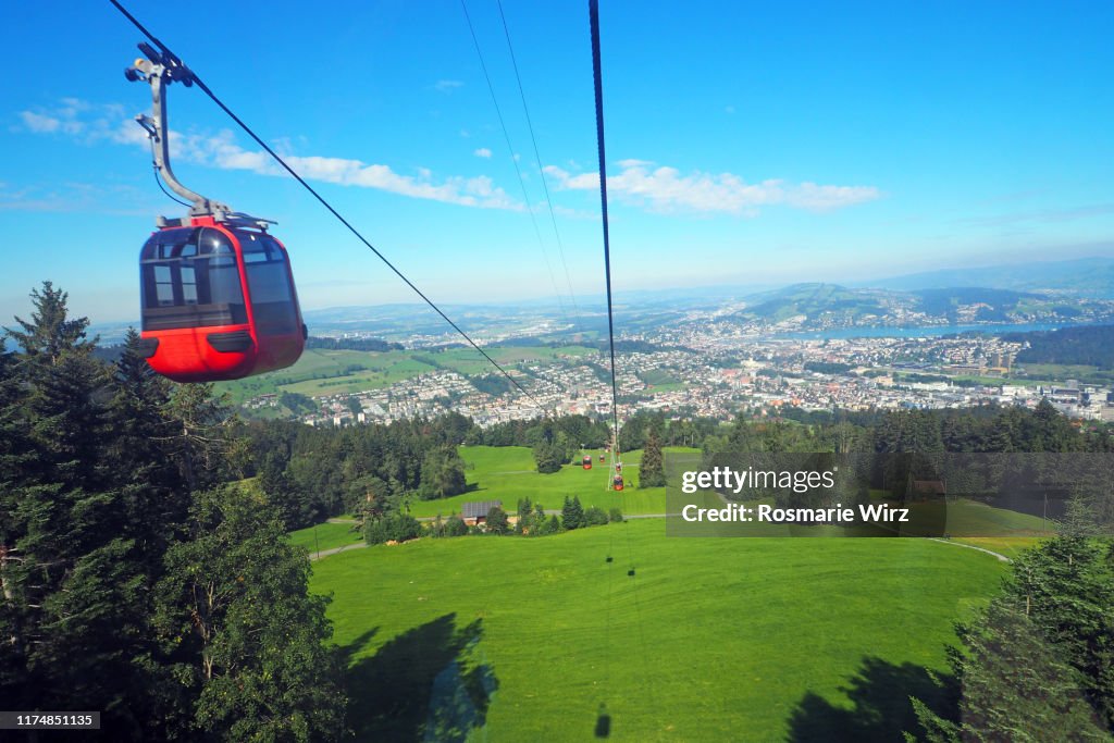 Panorama areal view of Lucerne countryside