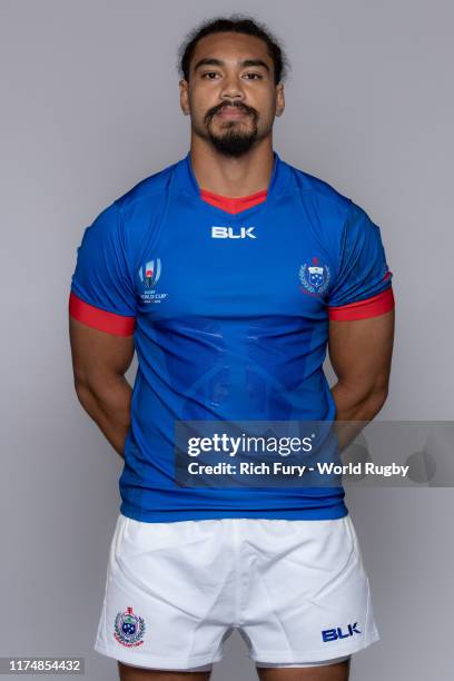 Chris Vui of Samoa poses for a portrait during the Samoa Rugby World Cup 2019 squad photo call on September 15, 2019 in Yamagata, Japan.