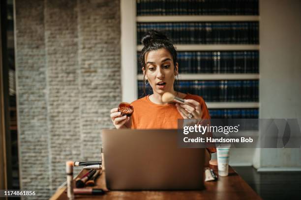learning from youtube - makeup tutorial stock pictures, royalty-free photos & images