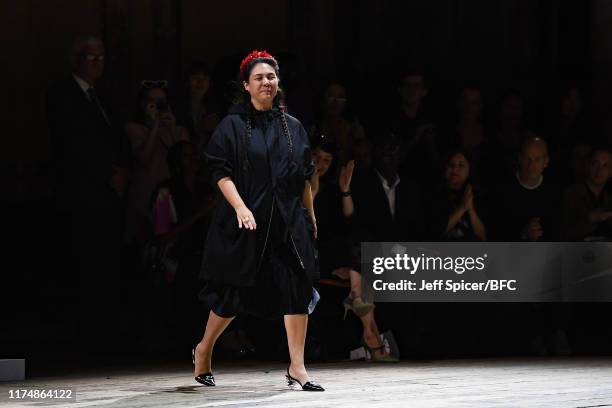 Simone Rocha walks the runway at the Simone Rocha show during London Fashion Week September 2019 at Alexandra Palace on September 15, 2019 in London,...