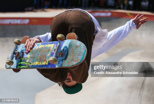 Thomas Schaar of the United States in action during the finals during the World Skate Park Skateboarding World Championship at Parque Candido...