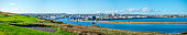 Panorama of Aberdeen city and port from Torry Battery historical landmark, Scotland