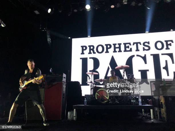Tim Commerford and Brad Wilk perform with Tom Morello, B-Real, Chuck D, and DJ Lord in Prophets of Rage at The Mayan Theater on September 11, 2019 in...