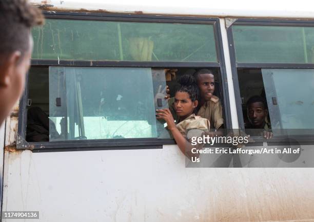 Young eritreans back from sawa military training academy, Semien-Keih-Bahri, Elabered, Eritrea on August 18, 2019 in Elabered, Eritrea.