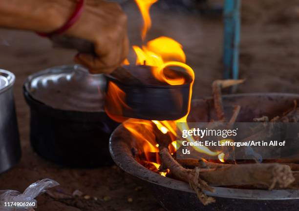 Fireplace during a Coffe ceremony, Northern Red Sea, Massawa, Eritrea on August 15, 2019 in Massawa, Eritrea.