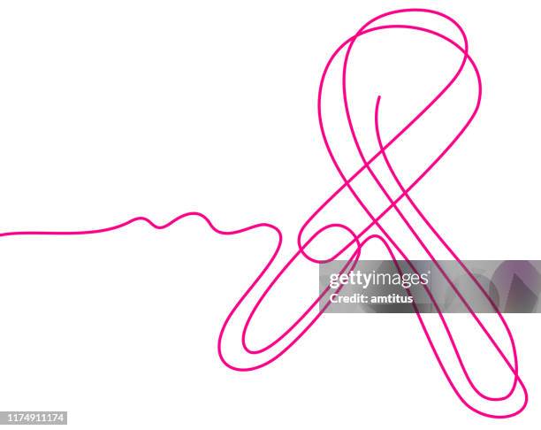 pink ribbon line art - sketch book stock illustrations